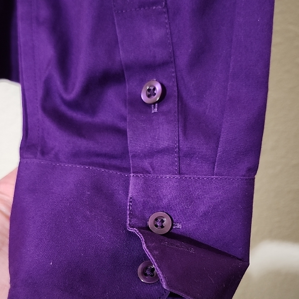 Chico's Purple Fitted Long Sleeve Button Down Shirt - Picture 9 of 9